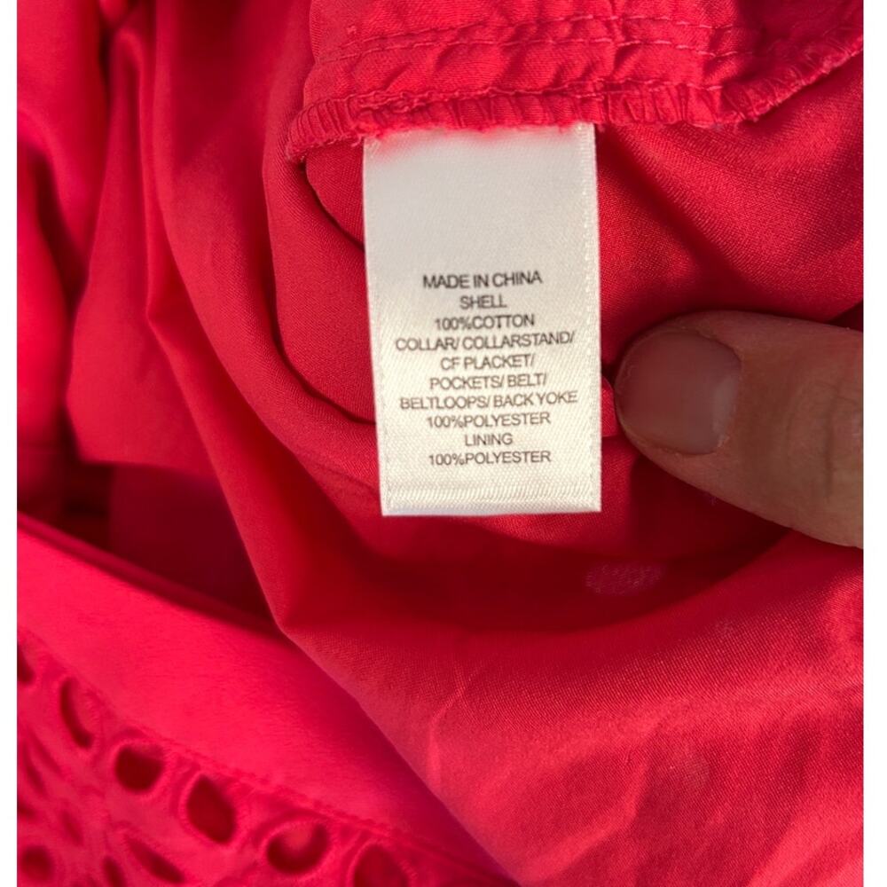 Cece Women's Sz 10 Bright Pink Lined Eyelet Sleeveless Sheath Shirt Dress #0327 - Picture 11 of 14